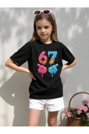 Kız/Erkek Çocuk Altı Yedi Baskılı Basic Penye Tshirt