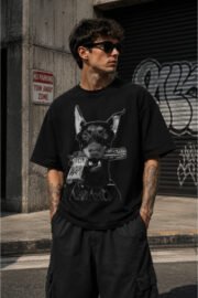 Doberman Baskılı Oversize Streetwear Unisex Tişört