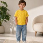 Çocuk Basic Tişört Düz Baskısız Kısa Kollu Günlük Rahat Unisex Tshirt