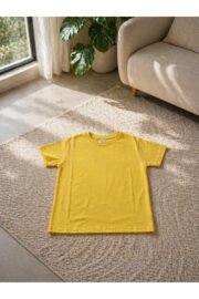Çocuk Basic Tişört Düz Baskısız Kısa Kollu Günlük Rahat Unisex Tshirt - Görsel 2