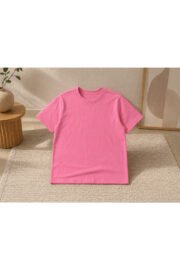 Çocuk Basic Tişört Düz Baskısız Kısa Kollu Günlük Rahat Unisex Tshirt - Görsel 8