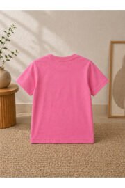 Çocuk Basic Tişört Düz Baskısız Kısa Kollu Günlük Rahat Unisex Tshirt - Görsel 11