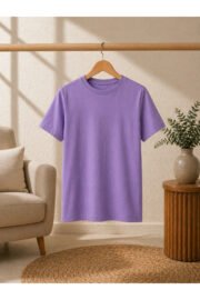 Çocuk Basic Tişört Düz Baskısız Kısa Kollu Günlük Rahat Unisex Tshirt - Görsel 13