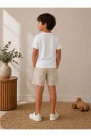 Çocuk Basic Tişört Düz Baskısız Kısa Kollu Günlük Rahat Unisex Tshirt - Görsel 22
