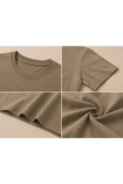 Çocuk Basic Tişört Düz Baskısız Kısa Kollu Günlük Rahat Unisex Tshirt - Görsel 29