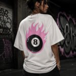 8 Ball Baskılı Oversize Streetwear Unisex Tişört
