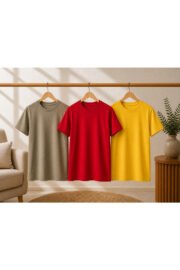 3’lü Çocuk Basic Tişört Seti %100 Pamuk Kısa Kollu Günlük Rahat Unisex Tshirt