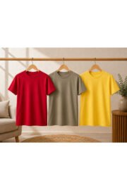 3’lü Çocuk Basic Tişört Seti %100 Pamuk Kısa Kollu Günlük Rahat Unisex Tshirt - Görsel 3
