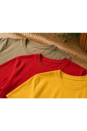 3’lü Çocuk Basic Tişört Seti %100 Pamuk Kısa Kollu Günlük Rahat Unisex Tshirt - Görsel 5