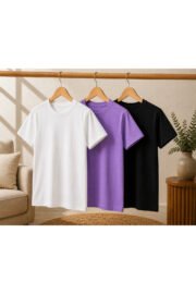 3’lü Çocuk Basic Tişört Seti %100 Pamuk Kısa Kollu Günlük Rahat Unisex Tshirt - Görsel 8